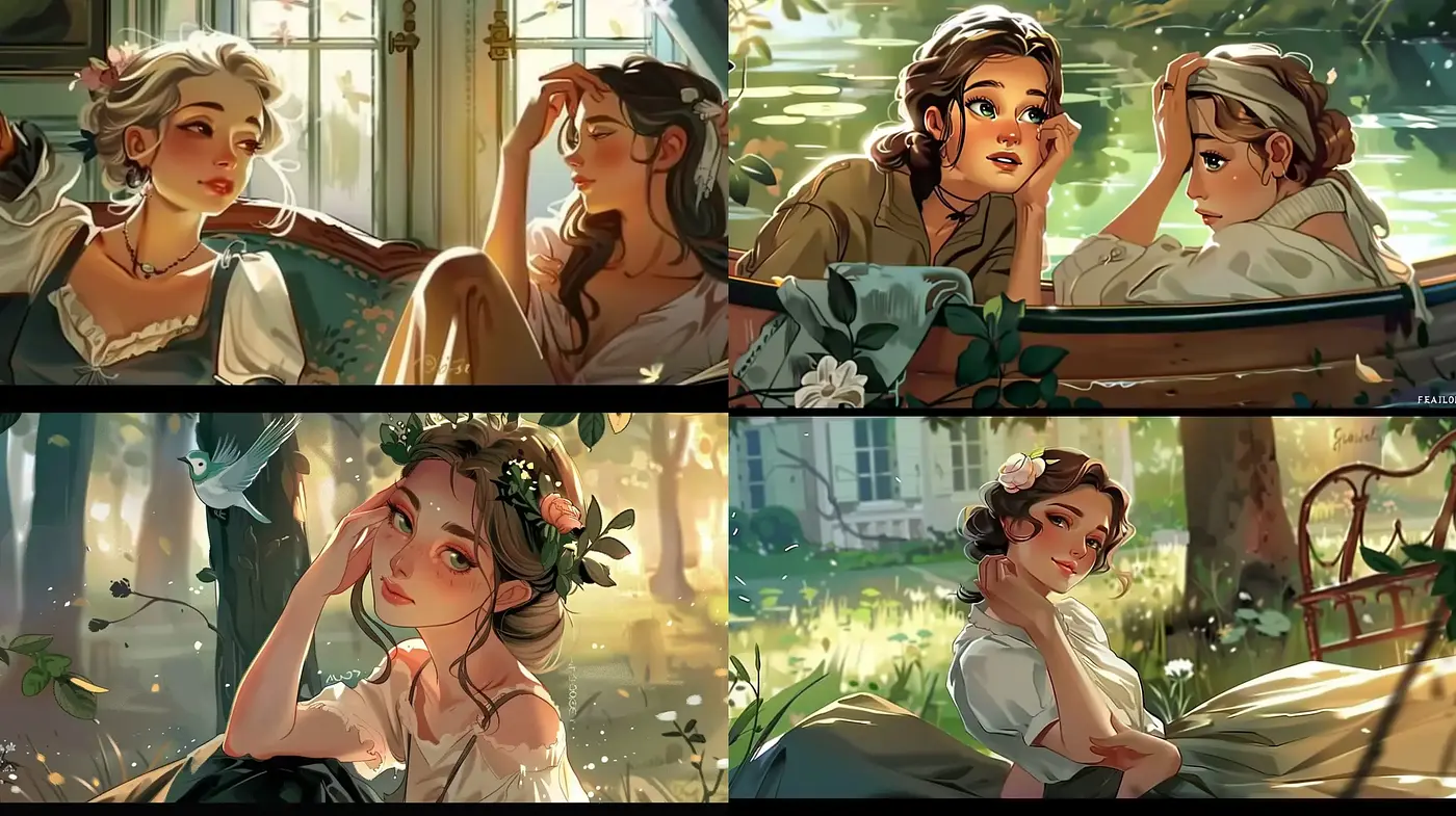 Luminous Pastoral Elegance: A Harmonious Blend of Light and Nature in Illustrative Art - Midjourney sref style