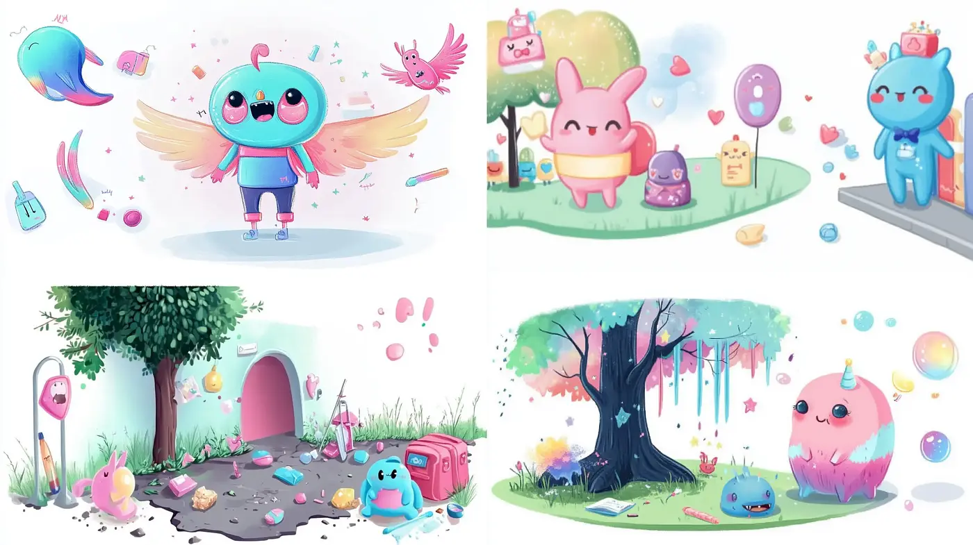 Enchanted Whimsy: A Fusion of Pastel Dreamscapes and Playful Fantasy - Midjourney sref style