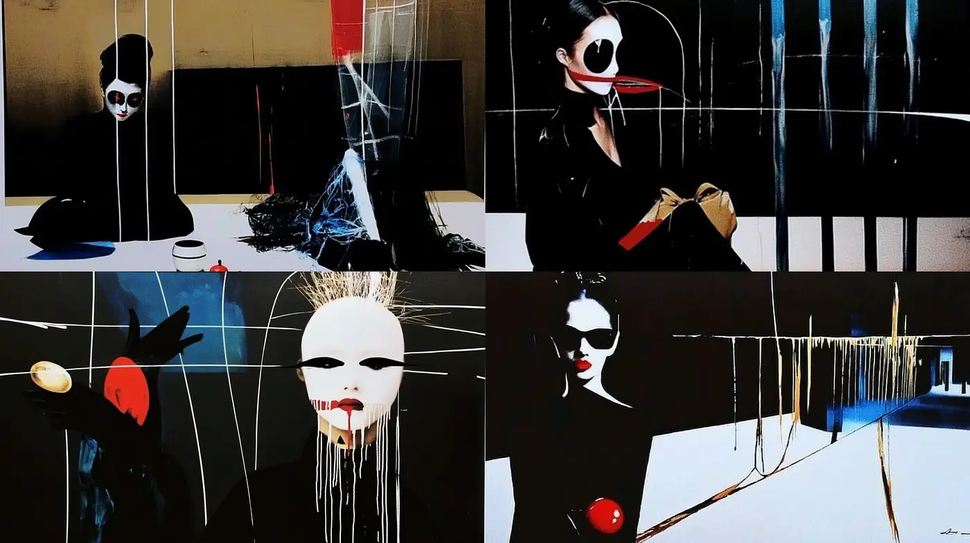 Stark Contrasts and Theatrical Abstract Expressionism - Midjourney sref style