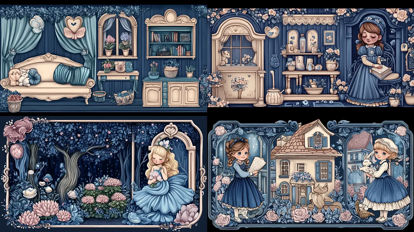 Enchanted Midnight Dreams in Pastel Hues - Midjourney sref style