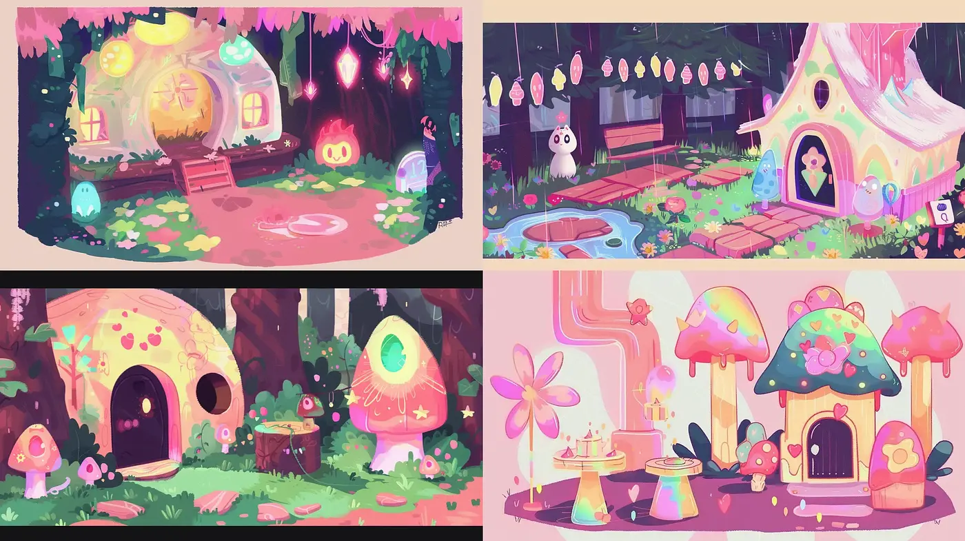 Whimsical Pastel Dreamscapes in Stylized Animation - Midjourney sref style