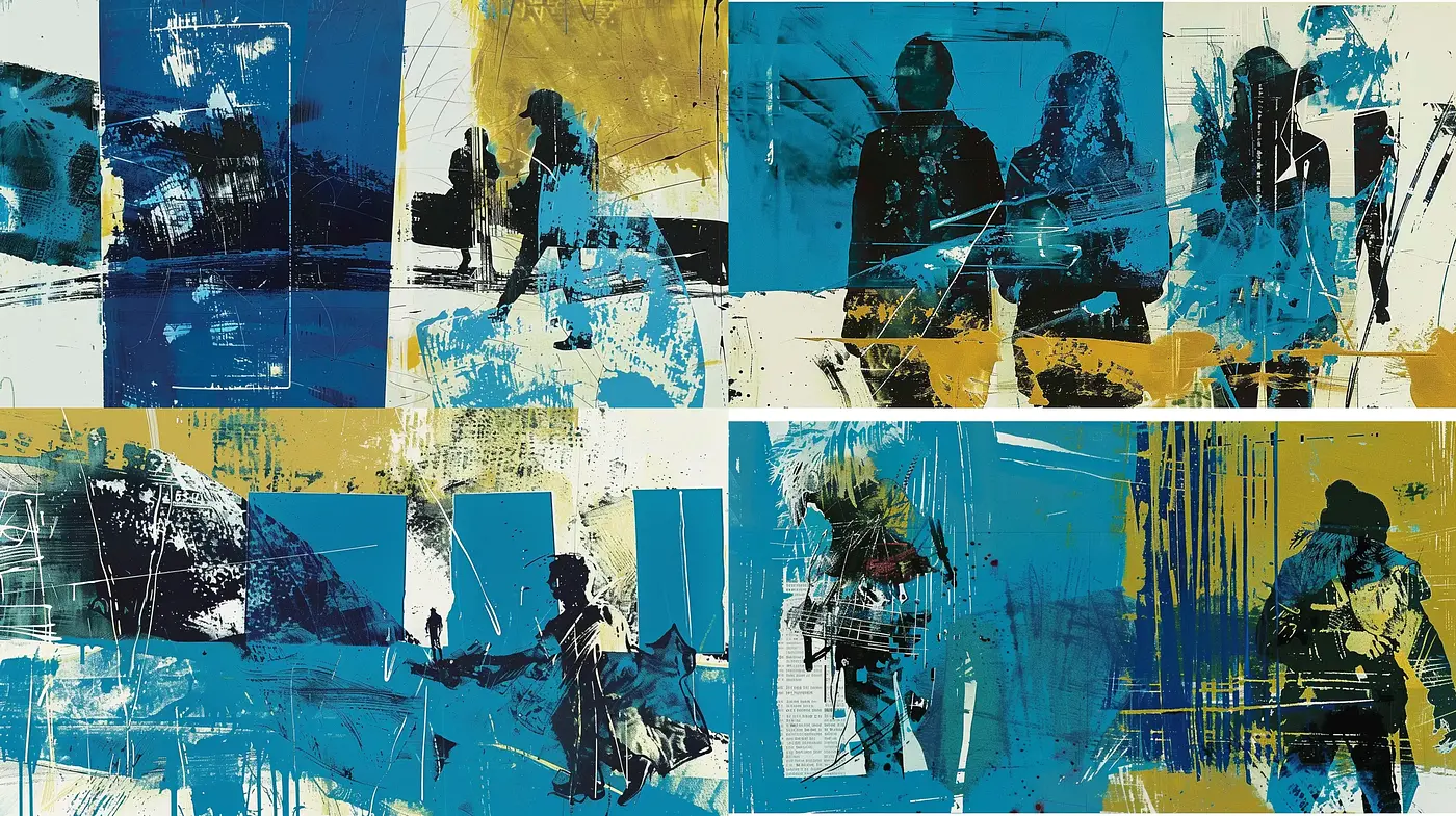 Abstract Expressionist Burst of Cool Hues and Dynamic Strokes - Midjourney sref style