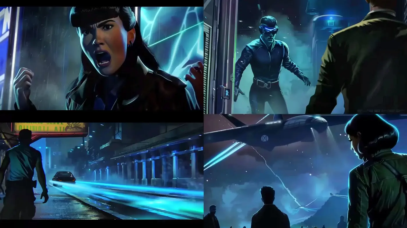 Neo-noir Futuristic Vignettes with Cyberpunk Overtones - Midjourney sref style