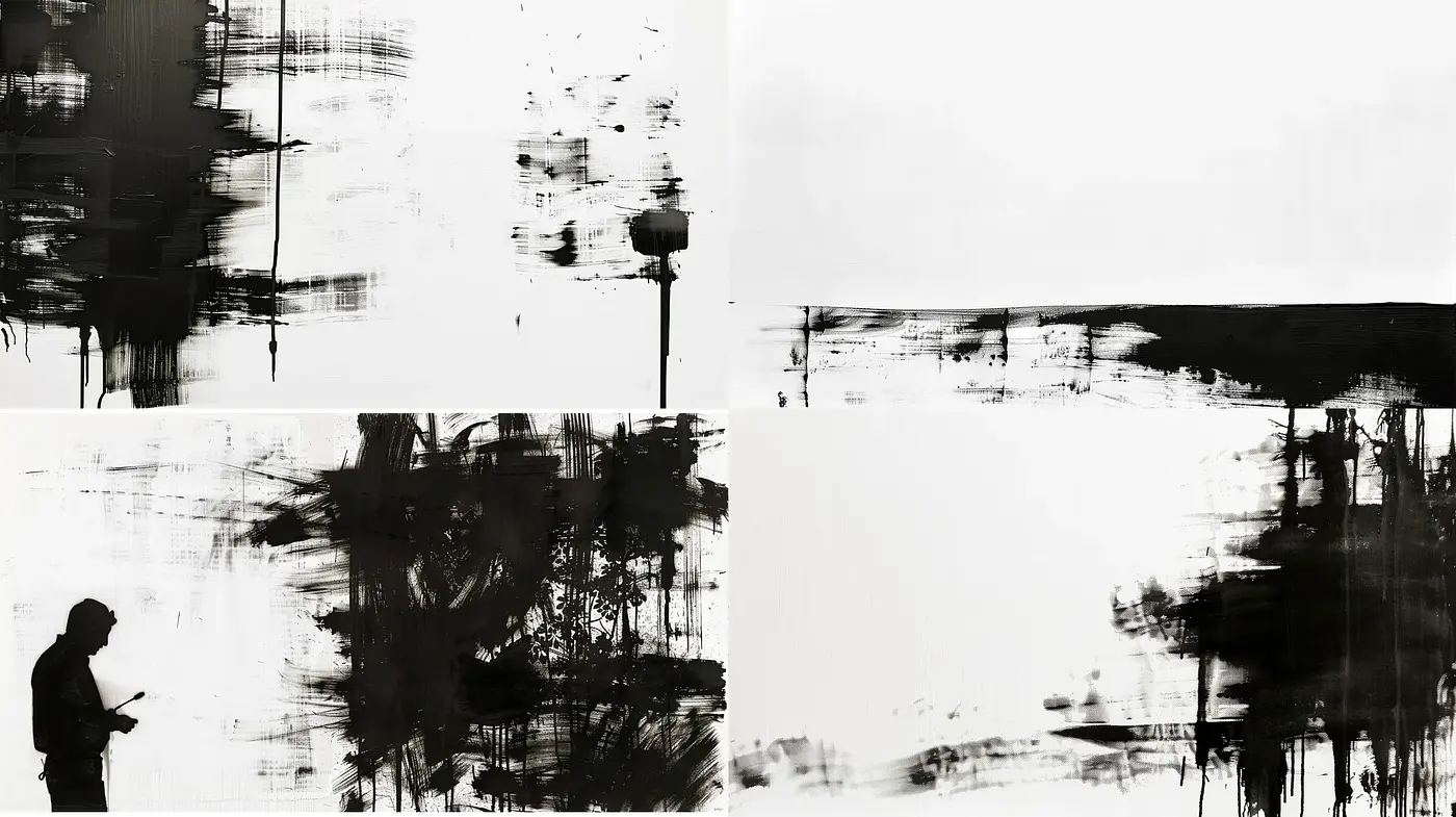 Monochromatic Abstraction in Brushstroke Harmony - Midjourney sref style