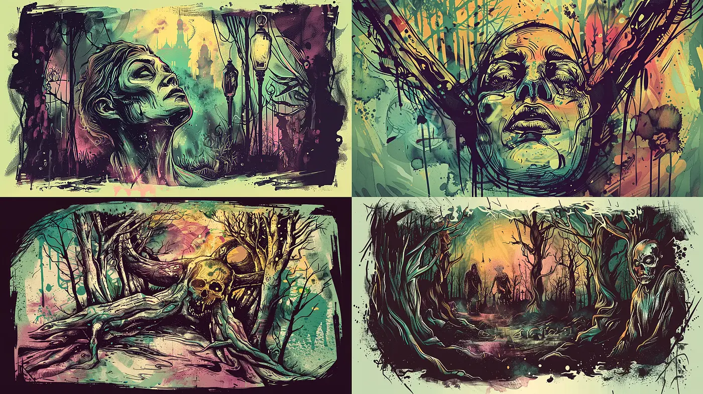 Ethereal Forest Dreamscape in Surrealistic Brushstrokes - Midjourney sref style