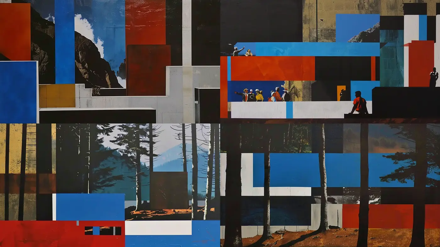 Geometric Serenity in Nature: A Fusion of Abstract Cubism and Contemporary Minimalism - Midjourney sref style