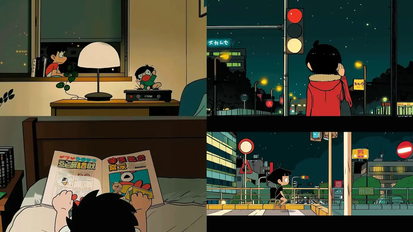 Whimsical and Playful Urban Cartoon Aesthetic - Midjourney sref style