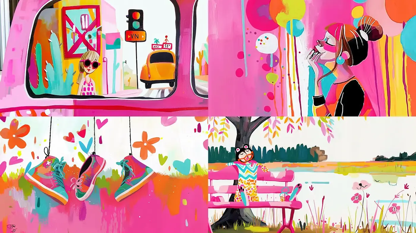 Vibrant Playful Aesthetic with Whimsical and Bold Characterization - Midjourney sref style