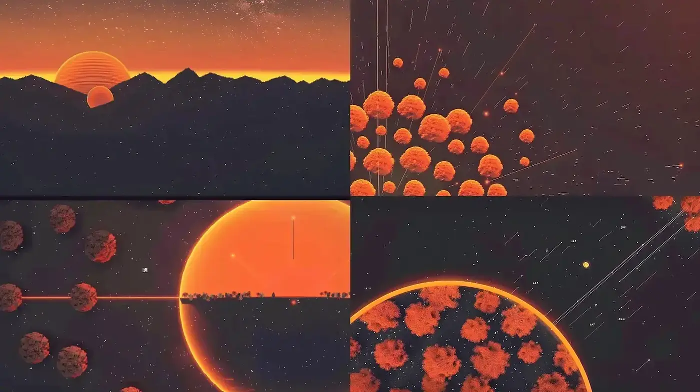 Cohesive Cosmic Imagery with Distinctive Textural Elements - Midjourney sref style