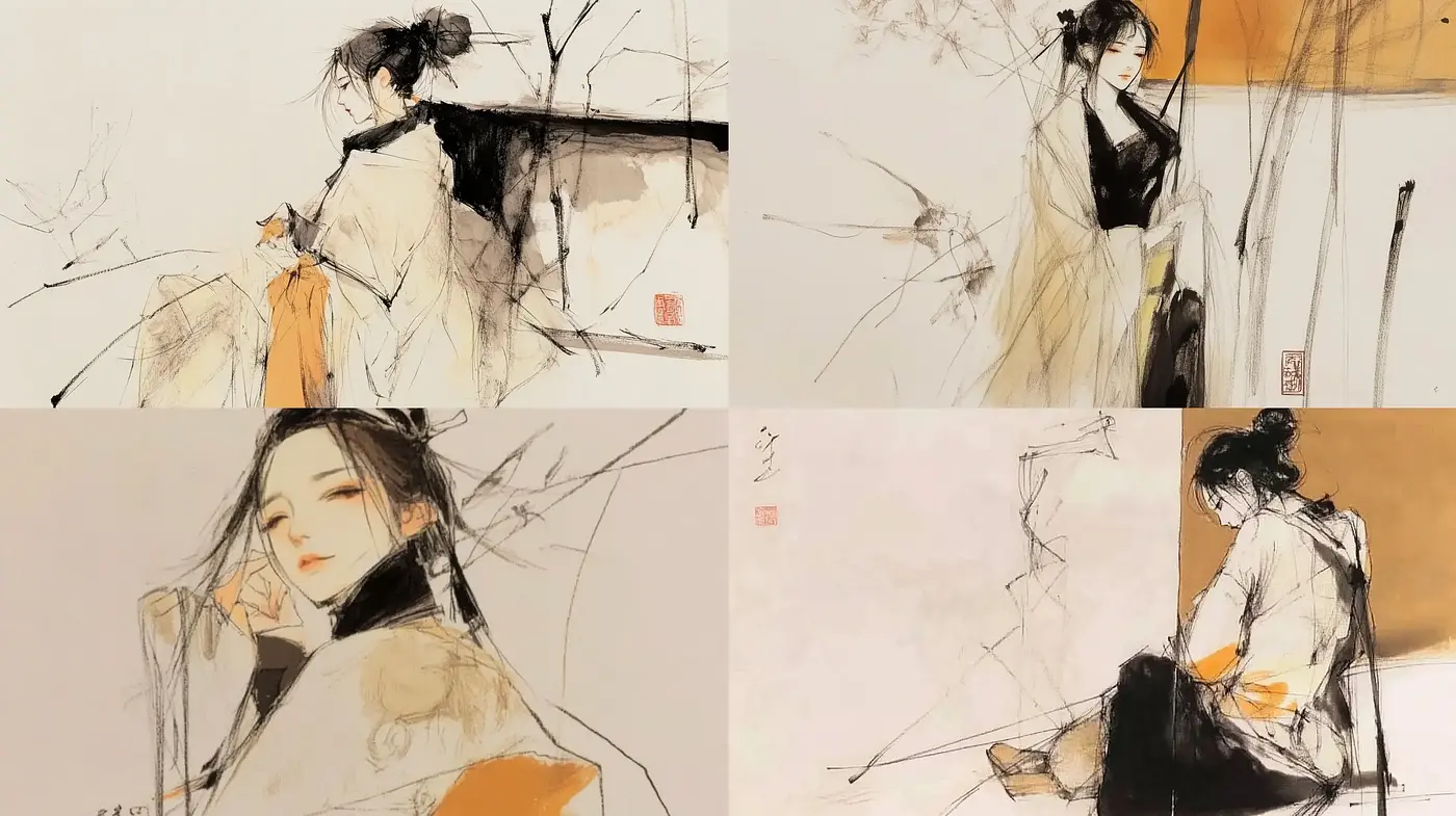 Ethereal Brushstrokes and Translucent Hues: An Ode to Asian Ink Wash Painting - Midjourney sref style