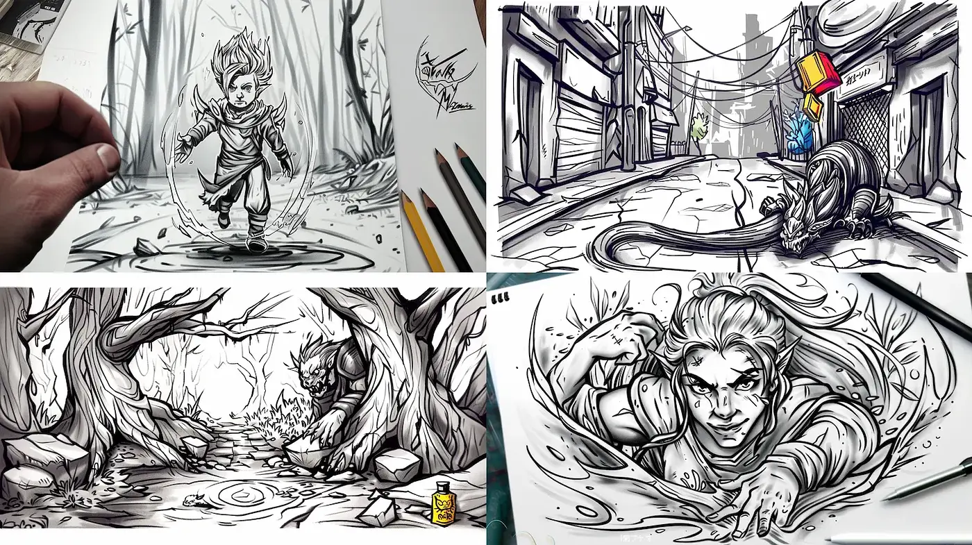 Dynamic Illustrative Style with Expressive Line Work and Dramatic Textures - Midjourney sref style