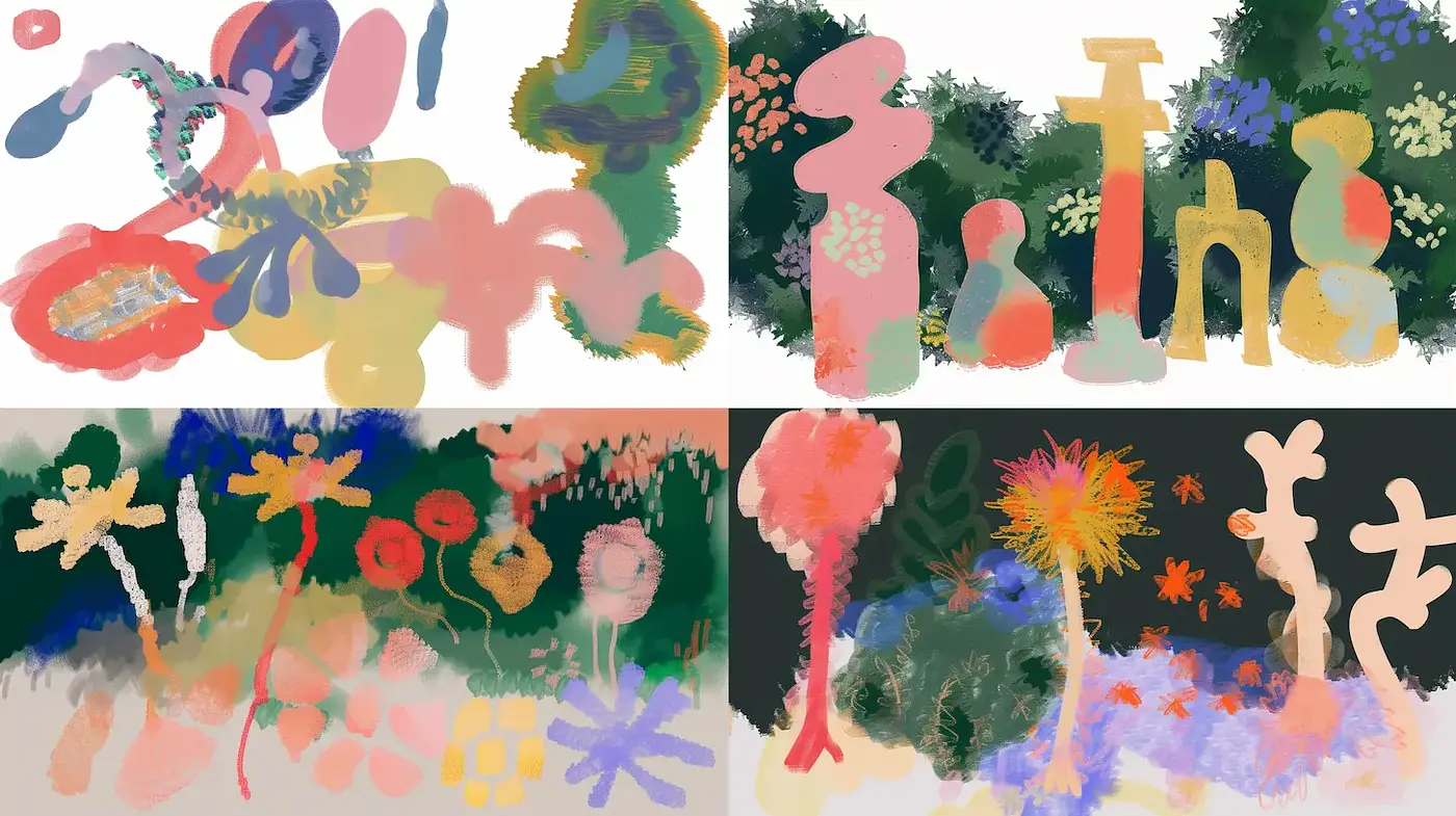 Whimsical Abstract Floral Imagery with a Touch of Impressionism - Midjourney sref style