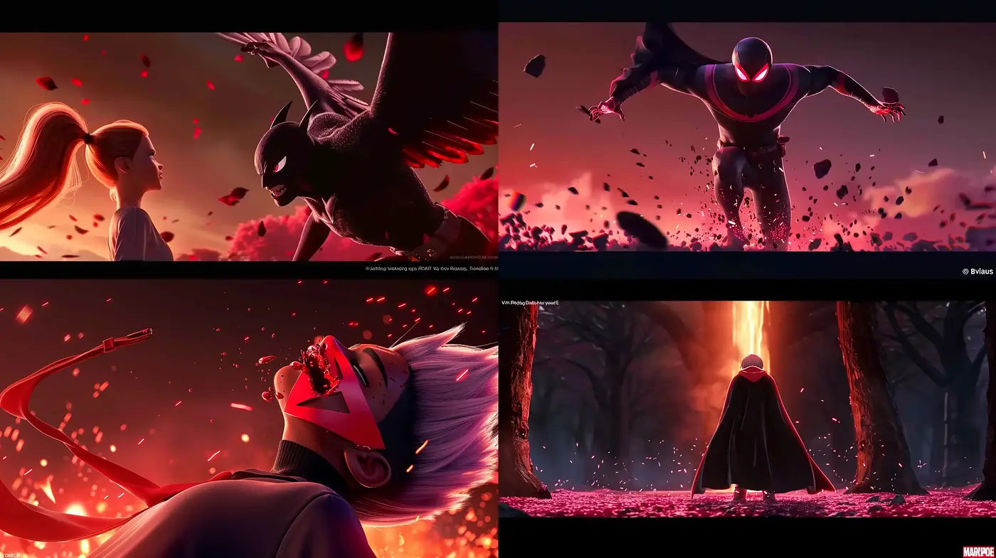 Epic Crimson Fantasy: A Cinematic Visual Symphony - Midjourney sref style