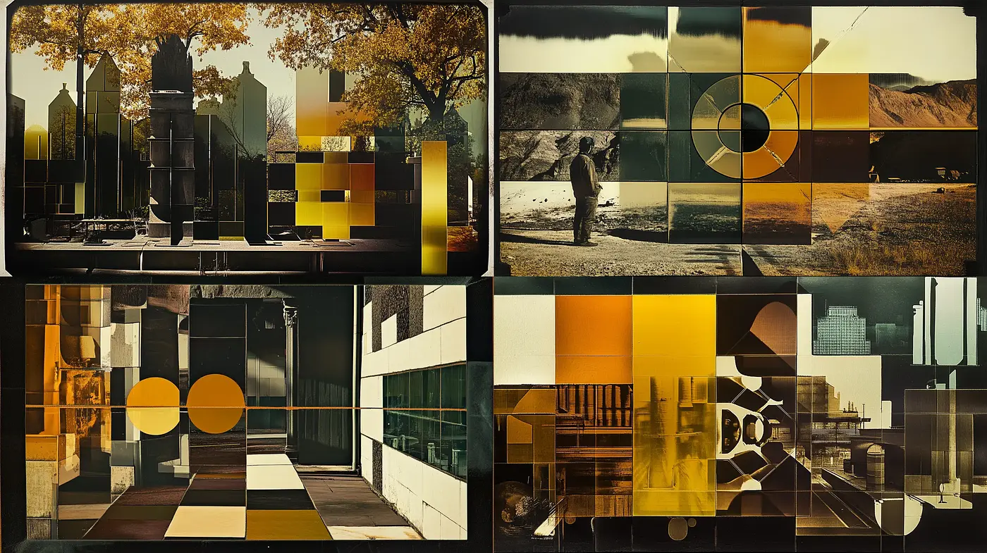 Geometric Melancholy: A Fusion of Architectural Forms and Sepia Tones - Midjourney sref style