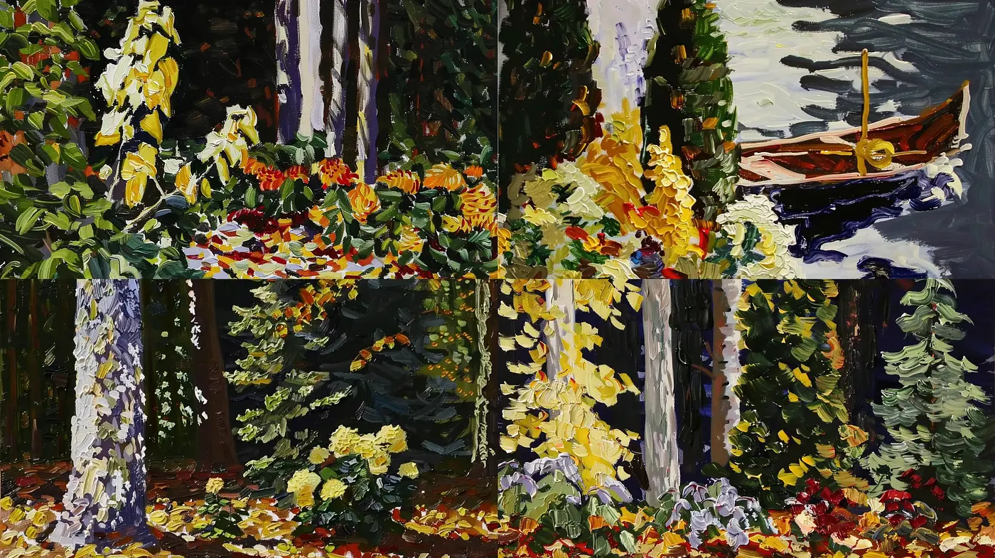 Luminous Textured Nature in Expressionist Vibrance - Midjourney sref style