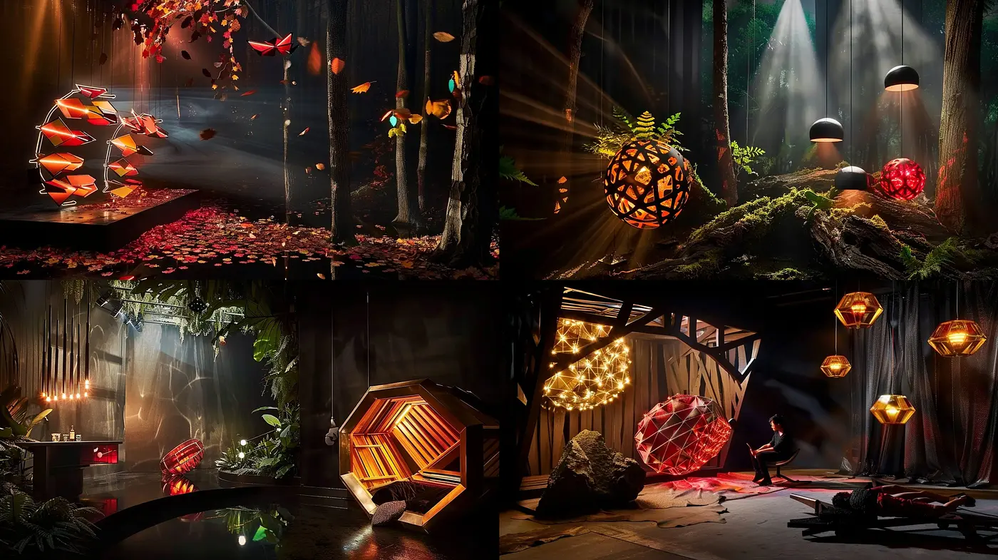 Luminous Enchantment: A Fusion of Serene Nature and Geometric Luminosity - Midjourney sref style