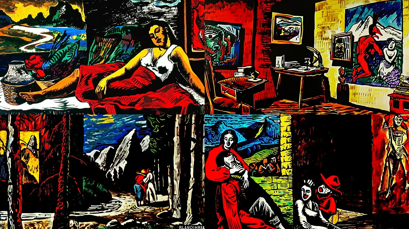 Eclectic Fusion of Expressionist Vibrancy and Contemporary Character Art - Midjourney sref style
