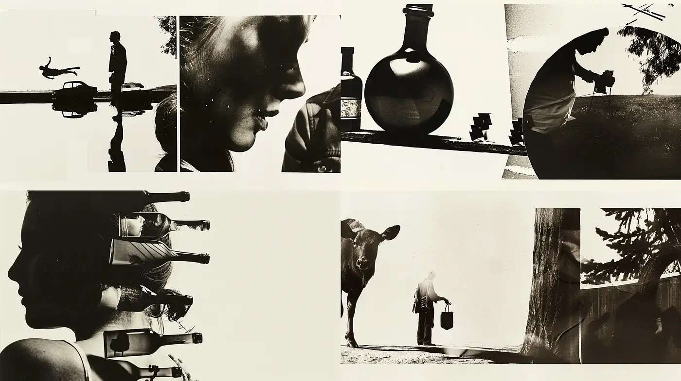 Monochromatic Melancholy: A Study in Textured Shades and Contemplative Silhouettes - Midjourney sref style