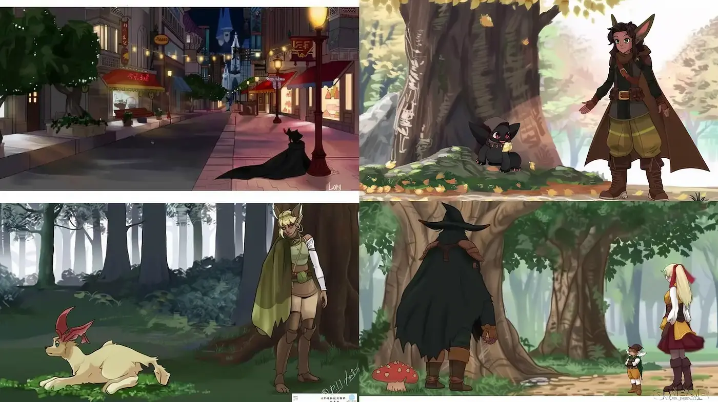 Whimsical Fantasy in a Vibrant Cartoon Style - Midjourney sref style