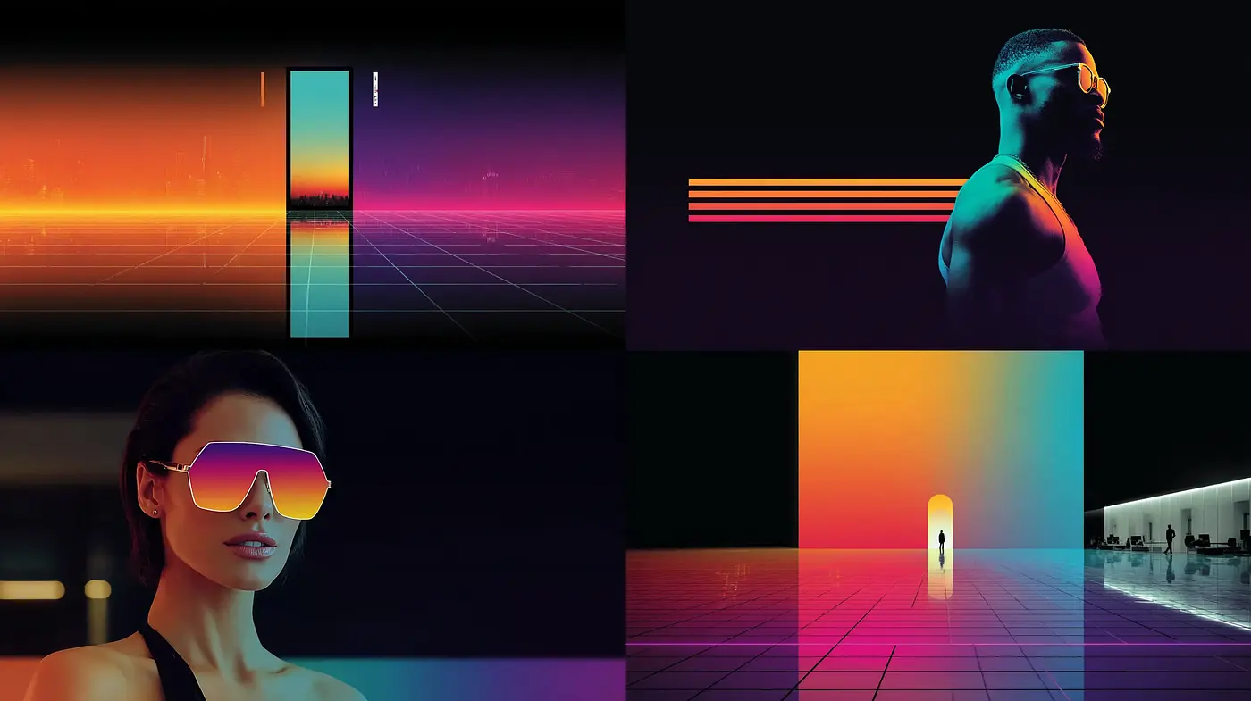 Futuristic Neon Aesthetic with Vibrant Gradients - Midjourney sref style