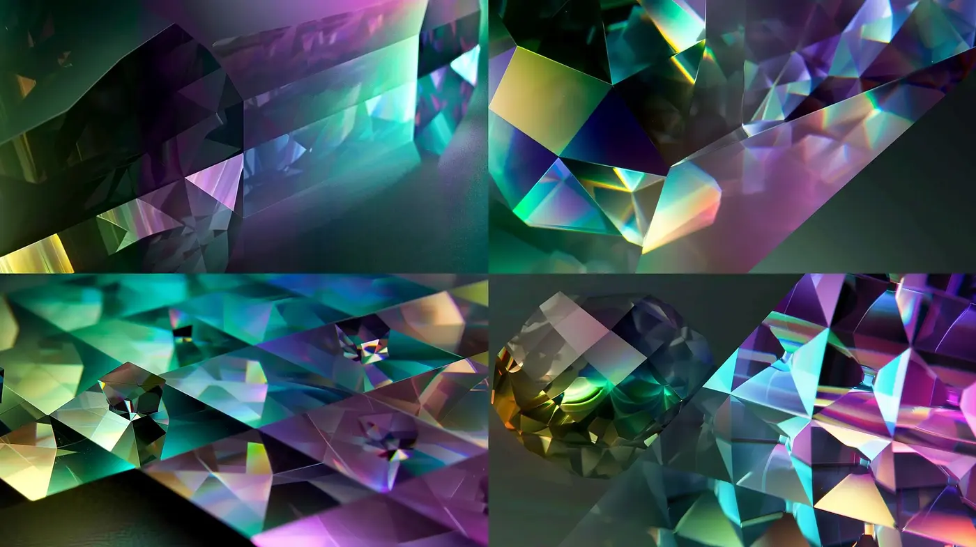 Prismatic Refraction: A Kaleidoscope of Geometric Luminance - Midjourney sref style
