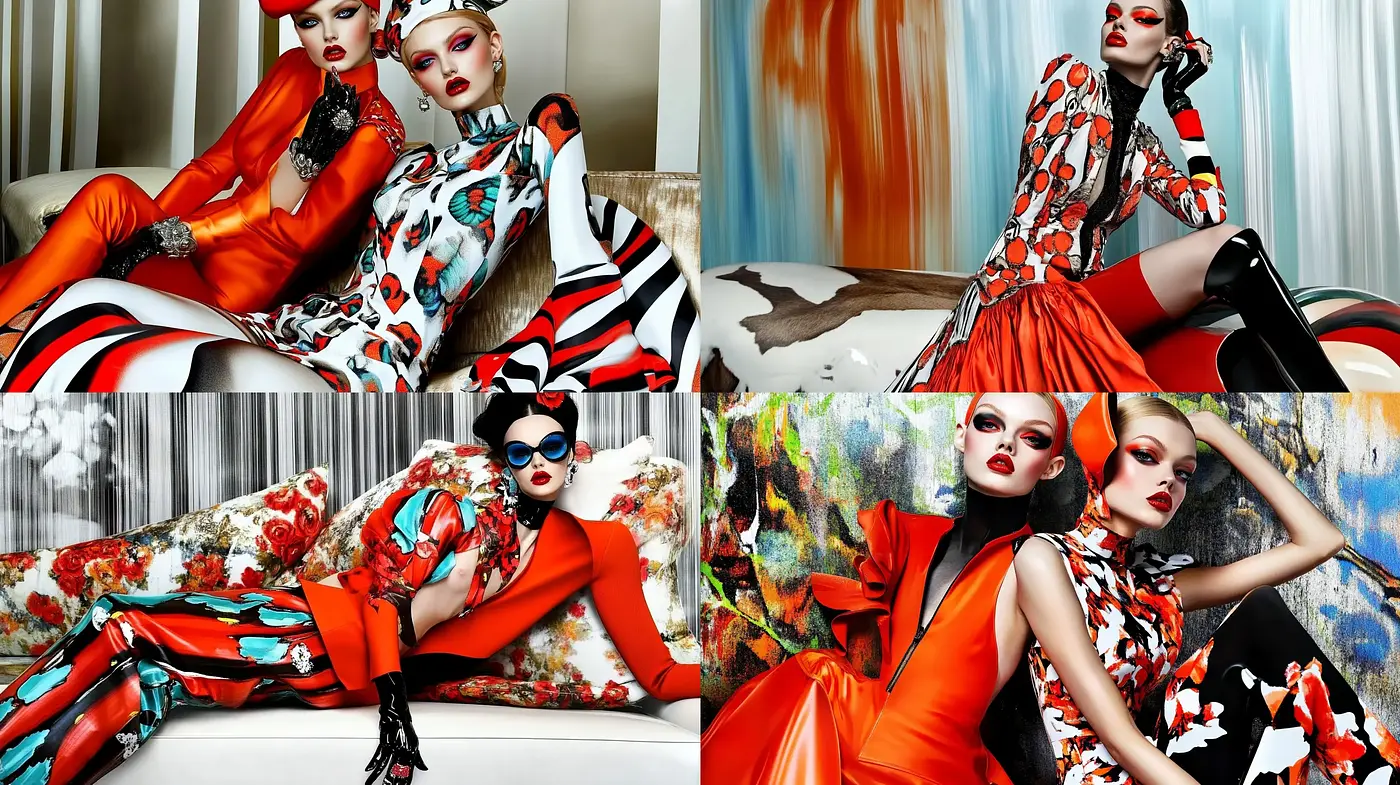 Vibrant Elegance: A Synthesis of High Fashion and Surreal Dreamscapes - Midjourney sref style