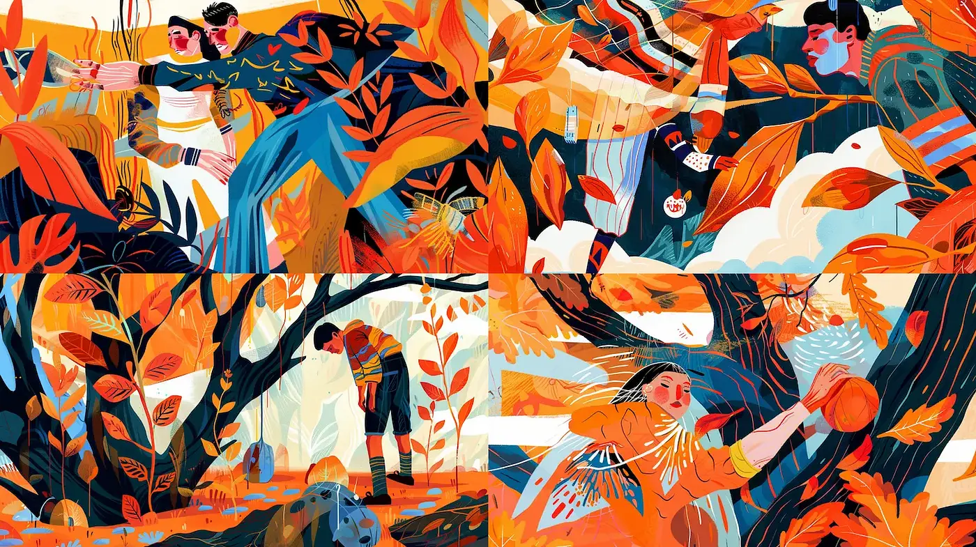 Vibrant and Playful Illustrations with a Nature Theme - Midjourney sref style