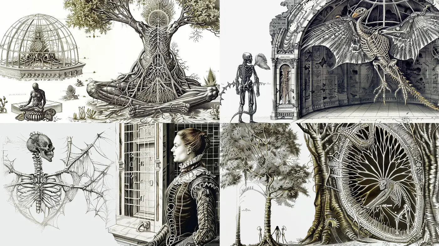 Monochromatic Tapestry of Intricate Surrealism - Midjourney sref style