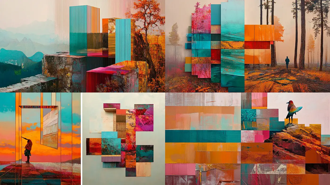 Abstract Geometric Fusion in Natural Landscapes - Midjourney sref style