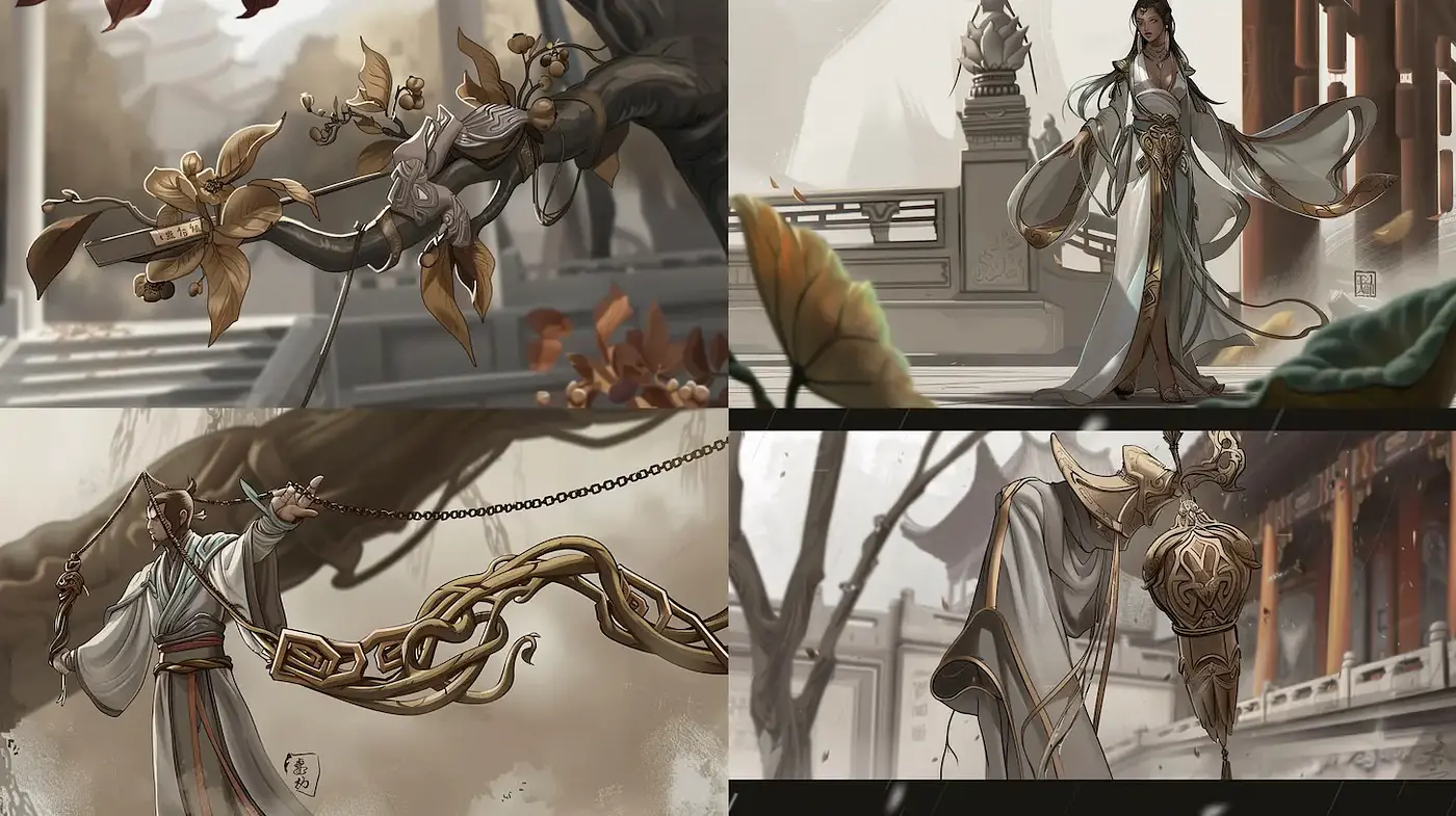 Elegant and Ethereal Fantasy with Natural Elements - Midjourney sref style