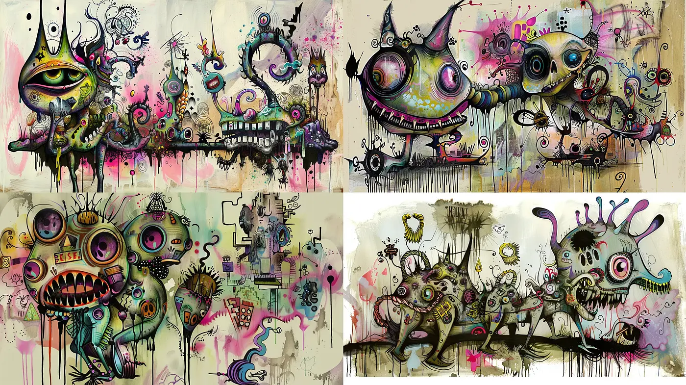 Surreal Mechanorganic Fantasia: A Fusion of Abstract Forms and Vibrant Textures - Midjourney sref style
