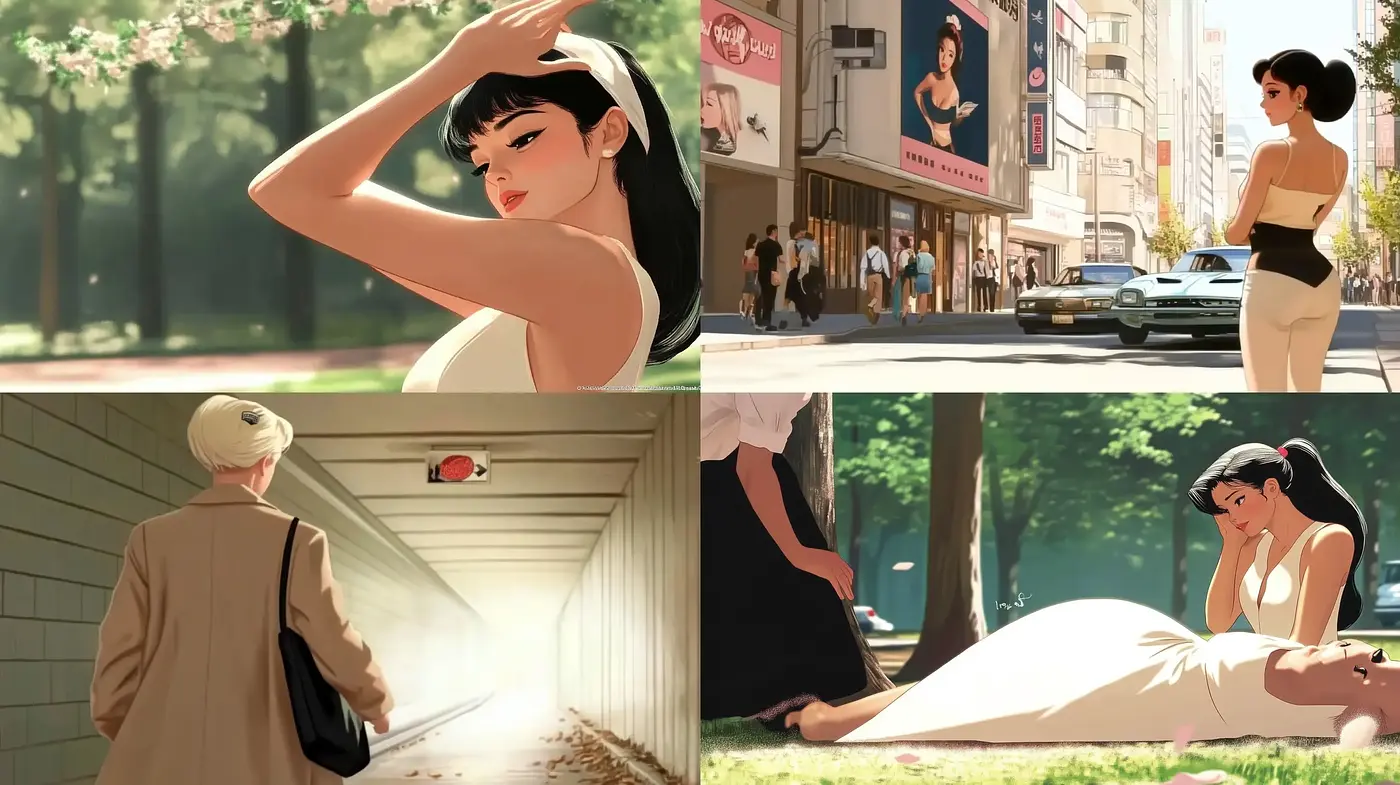 Sun-drenched Cinematic Poise in a Harmonious Color Symphony - Midjourney sref style