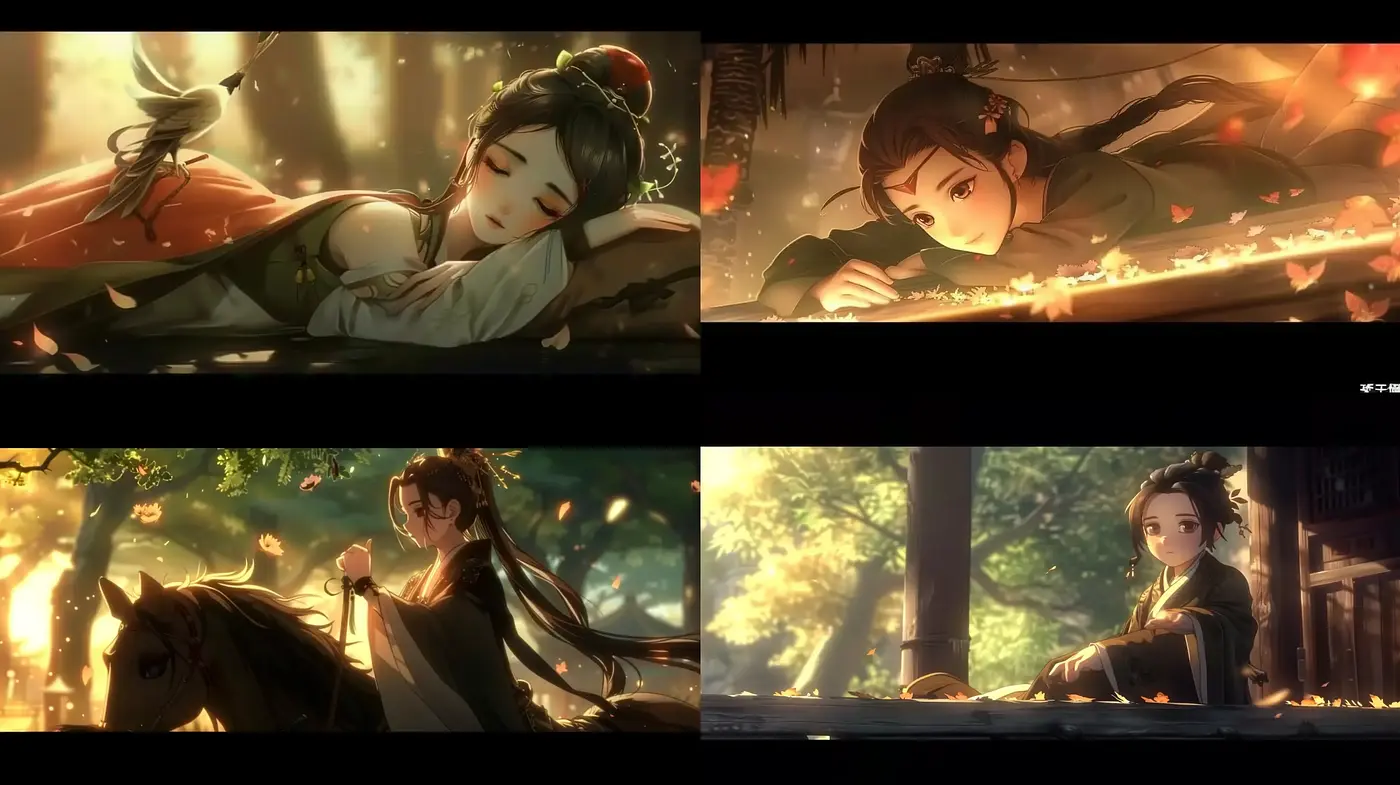 Warm-toned Anime-inspired Illustrative Tableaus - Midjourney sref style