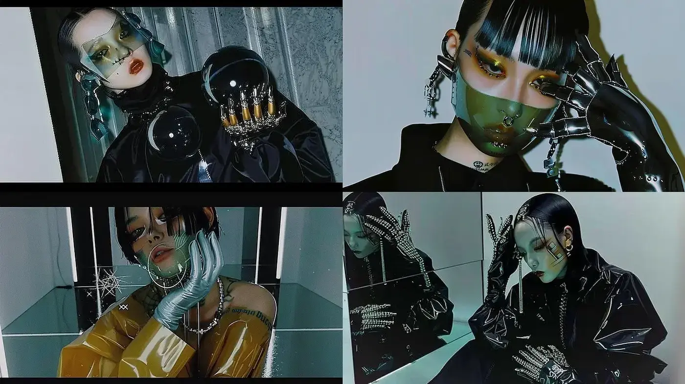 Cyberpunk Elegance with a Glossy Noir Aesthetic - Midjourney sref style