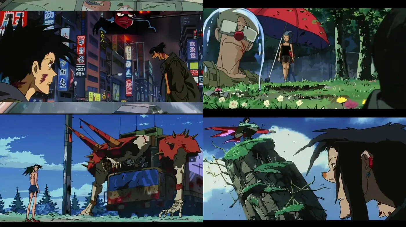 Dystopian Cyberpunk Anime Essence with a Nostalgic Feel - Midjourney sref style