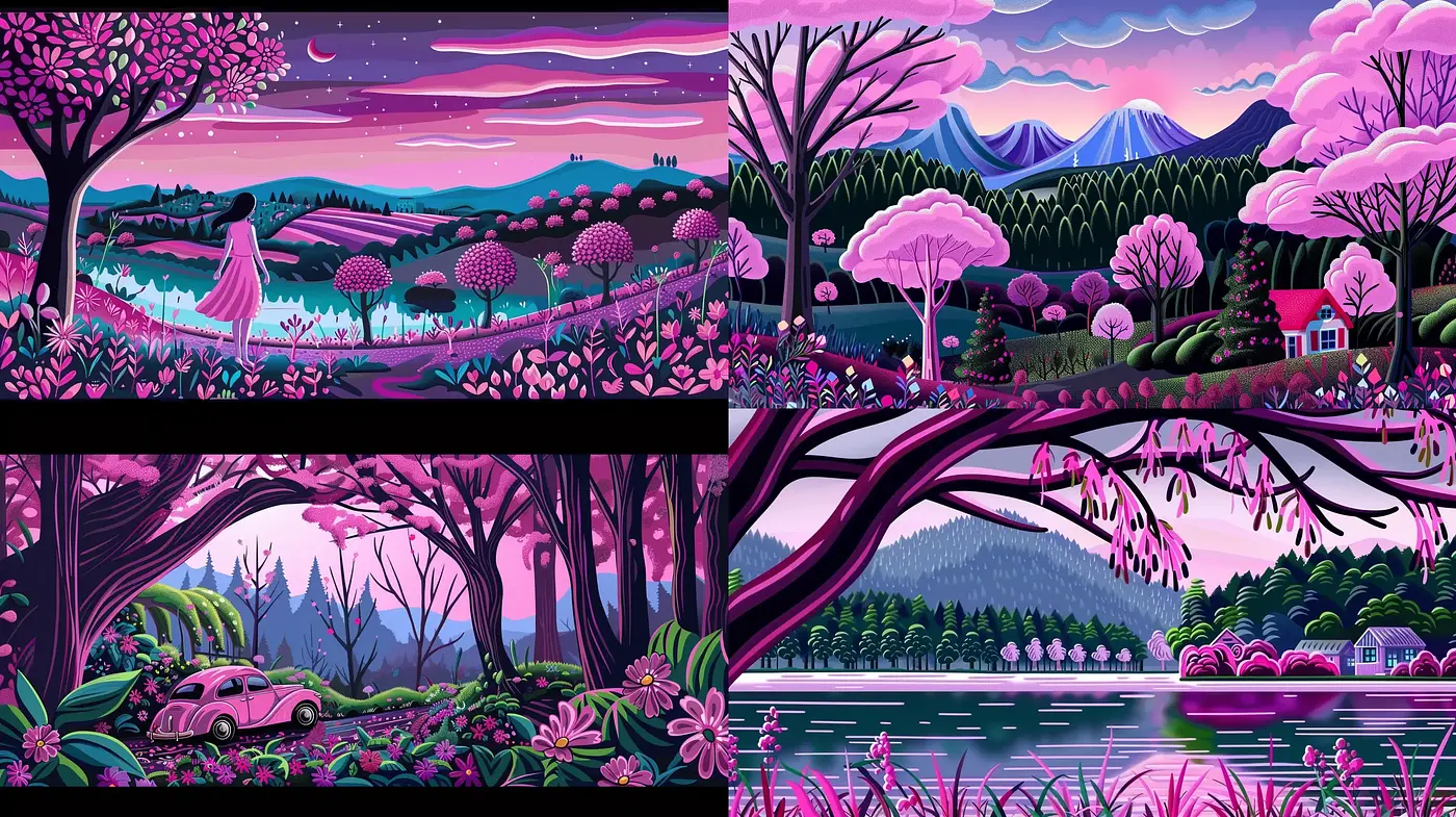 Vibrant Fantasy Landscapes with a Surreal Twist - Midjourney sref style