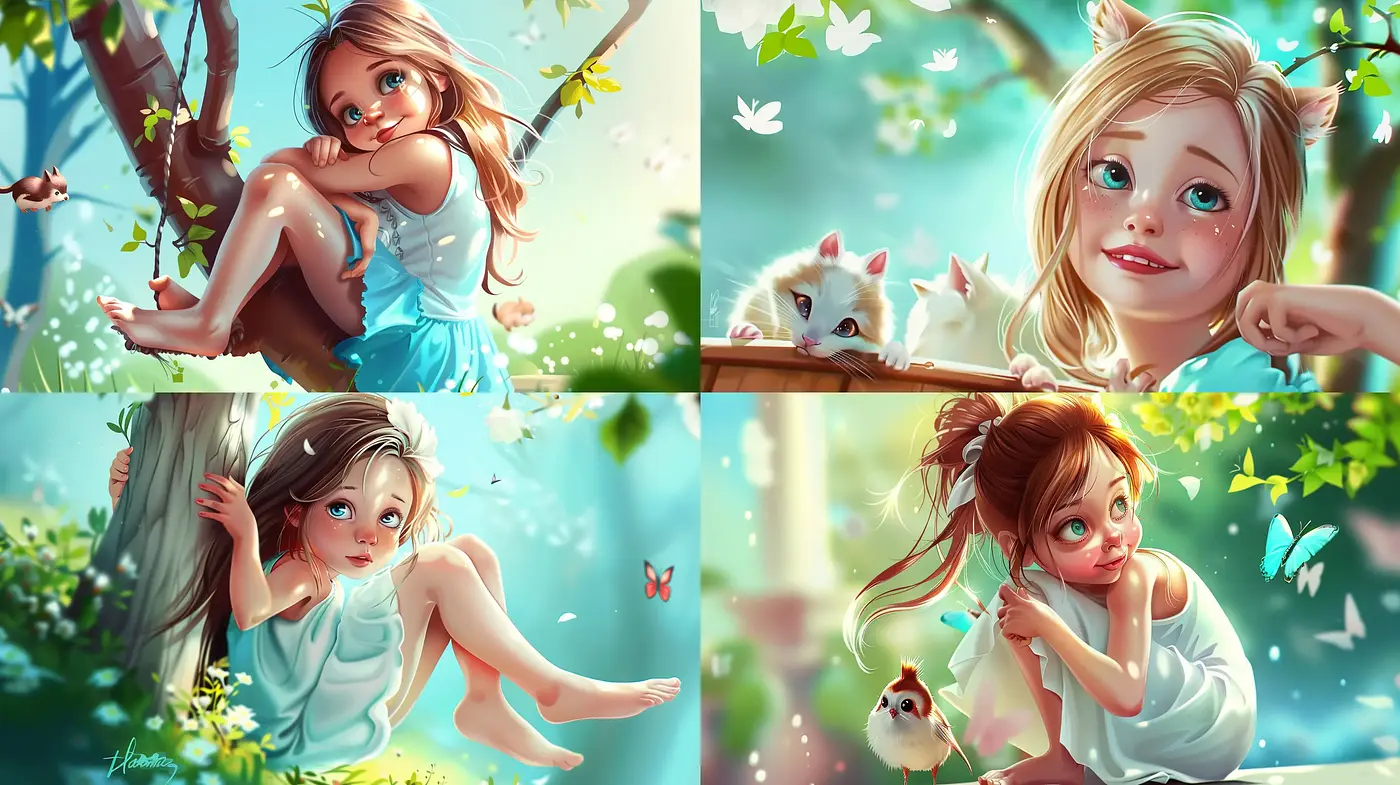Enchanted Serenity: A Harmonious Fusion of Luminous Nature and Whimsical Innocence - Midjourney sref style