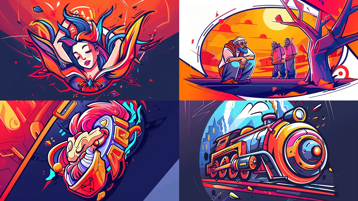 Vibrant and Dynamic Pop Art Expression with Bold Outlines and Contrasted Hues - Midjourney sref style