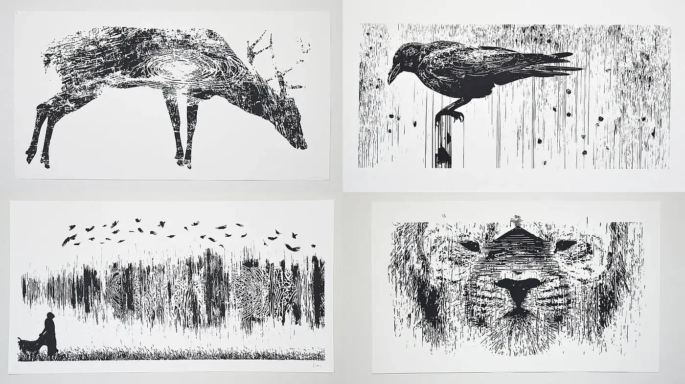 Monochromatic and Organic Imagery with Abstract Textures - Midjourney sref style