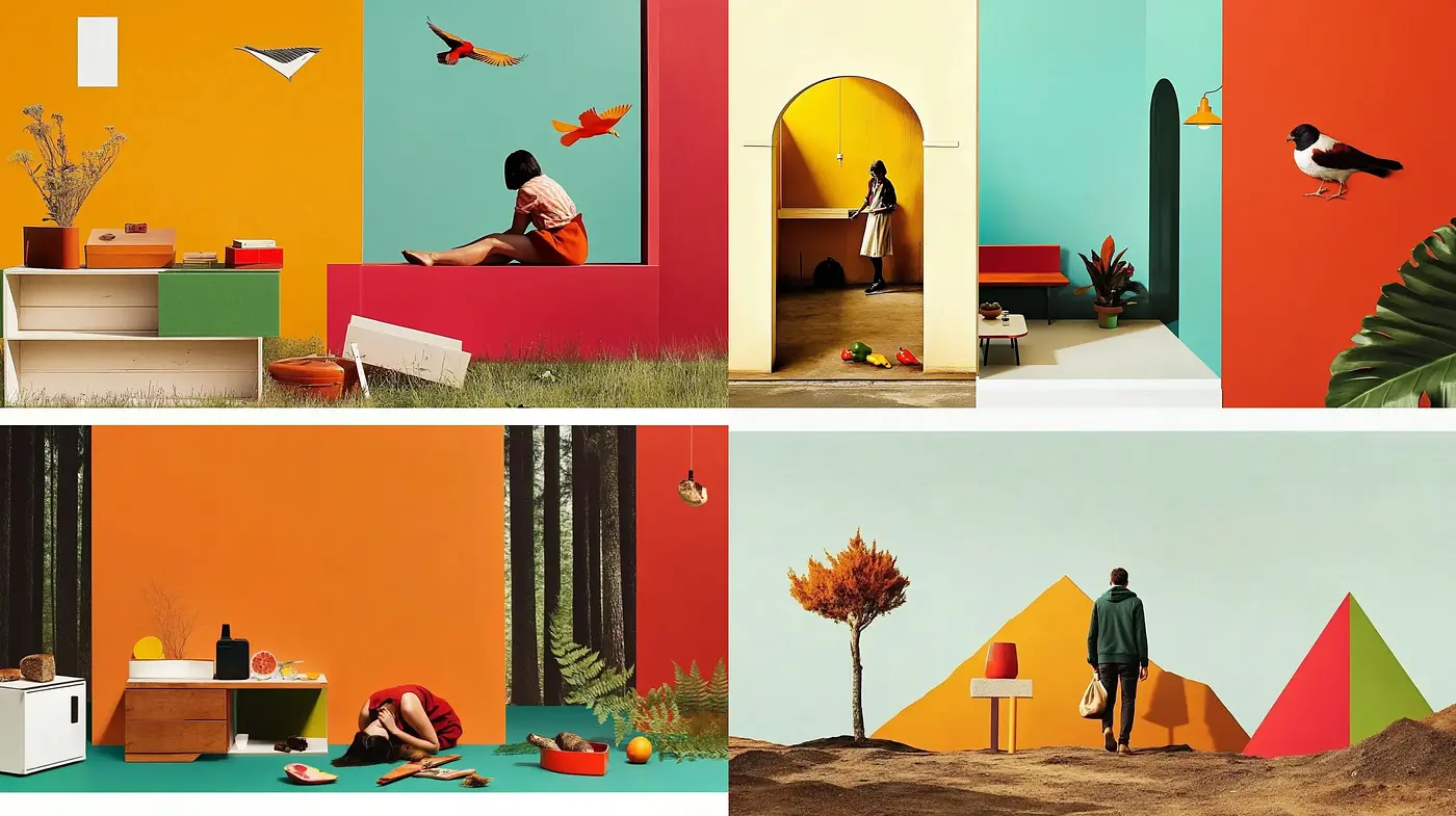 Contemporary Minimalism with Vibrant Geometric Harmony - Midjourney sref style