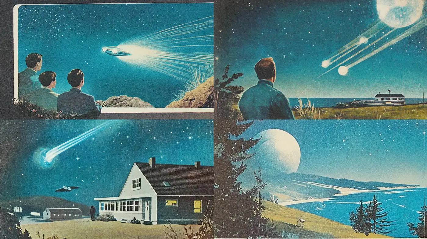 Retrofuturistic Reverie: A Synchronized Glimpse into Nostalgic Sci-Fi - Midjourney sref style