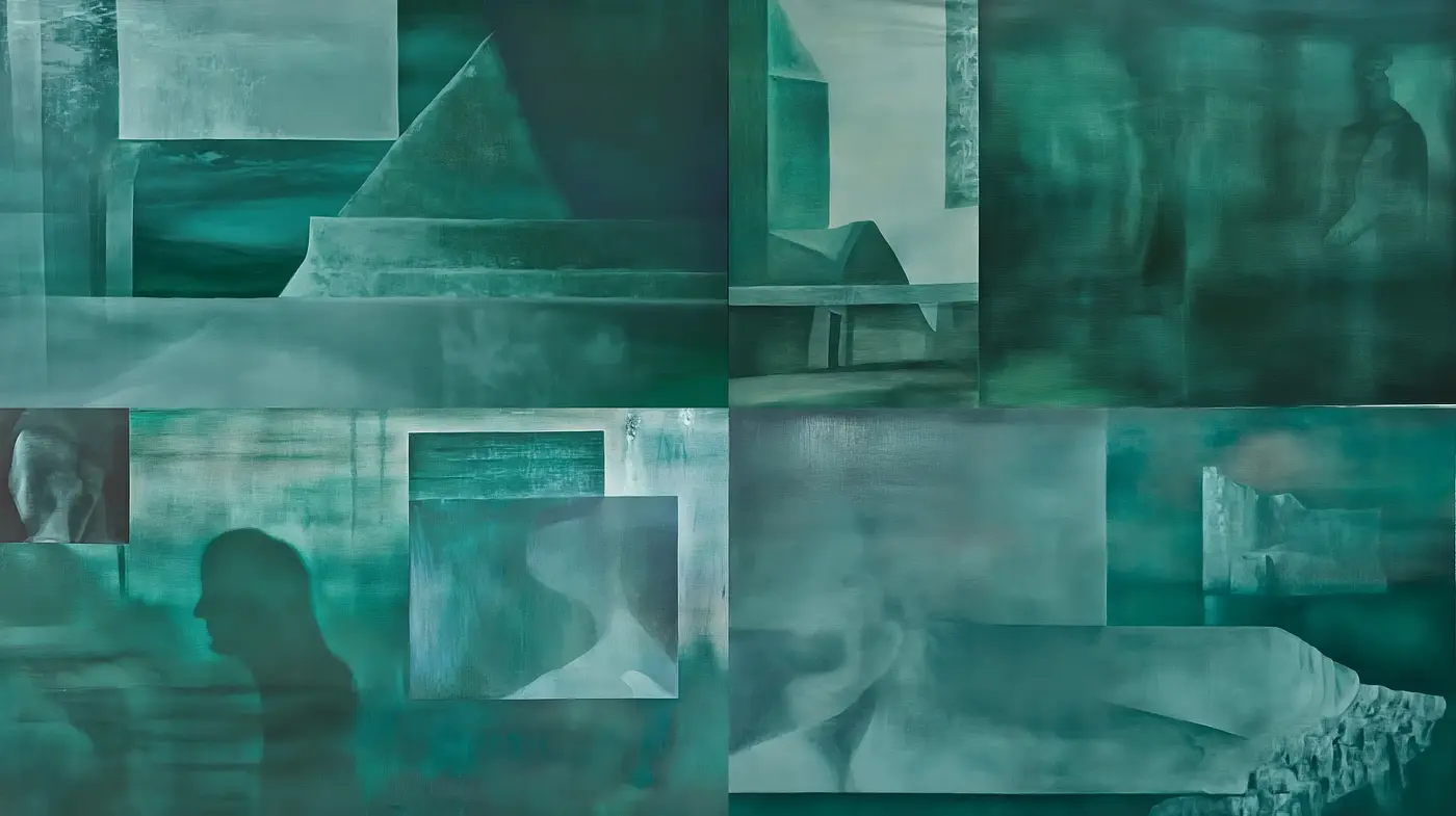 Ethereal Monochrome Dreamscape: A Homogeneous Mélange of Cool Tones and Abstract Forms - Midjourney sref style