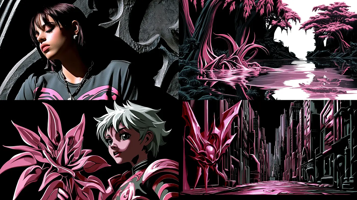 Noir-Inspired Comic Book Elegance with a Hint of Neon Contrast - Midjourney sref style