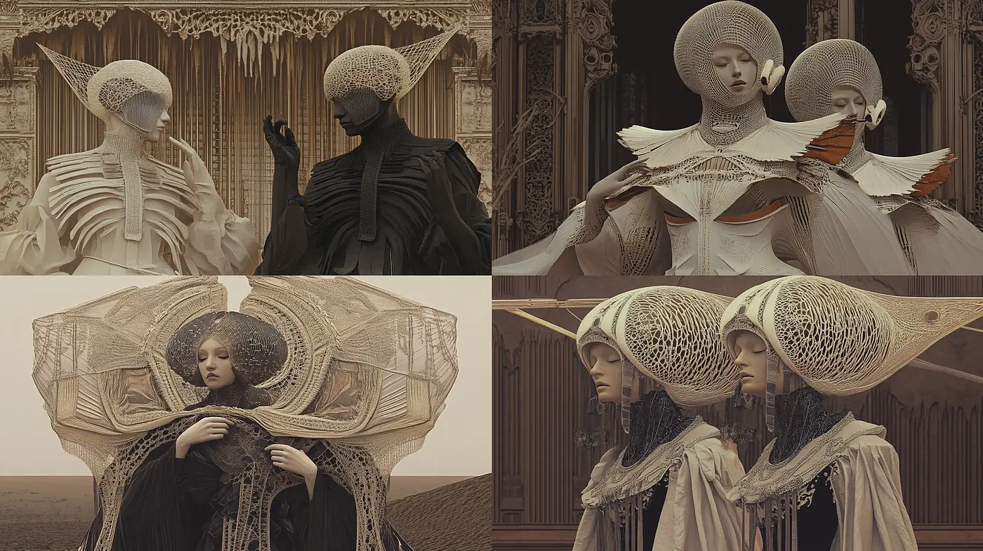 Sepia Surrealism with Elaborate Baroque Echoes - Midjourney sref style