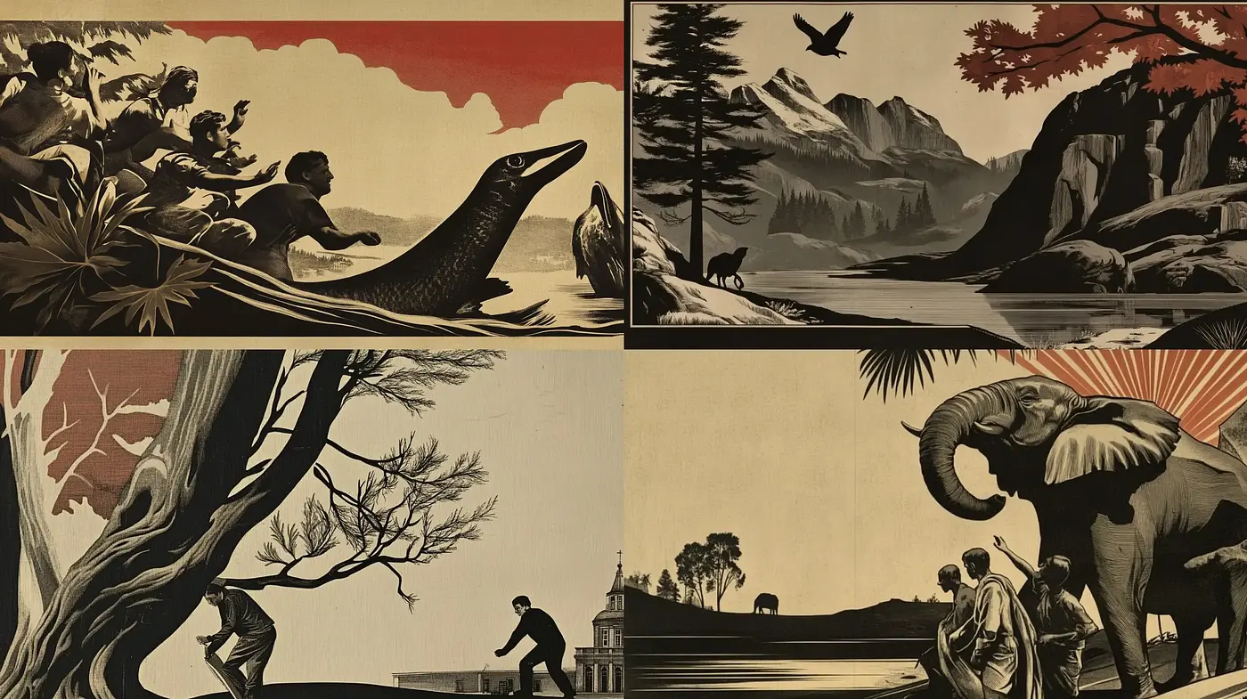 Elegant Silhouette Storytelling in Sepia Tones - Midjourney sref style