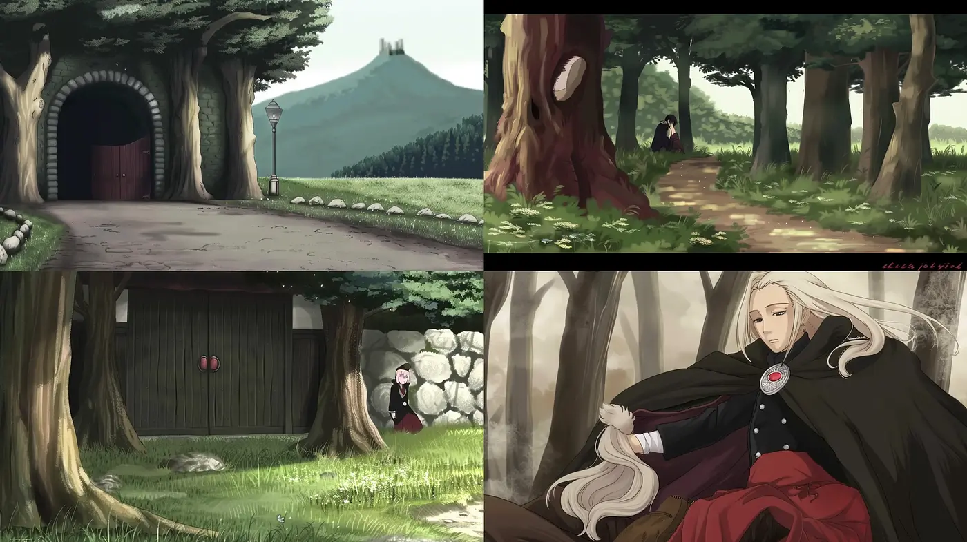Enigmatic Forest Journey: A Study in Sepia and Verdant Hues - Midjourney sref style