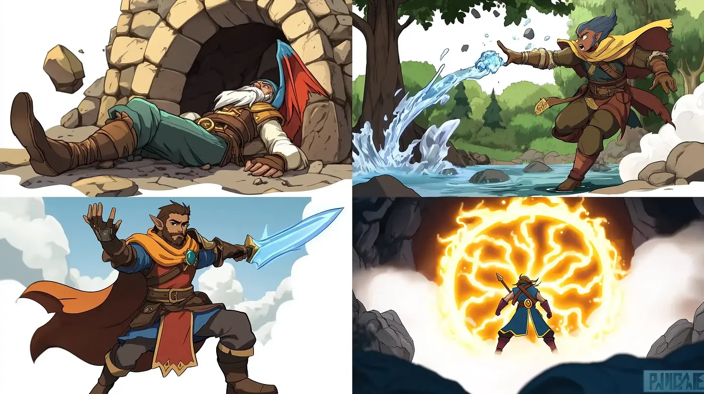 Dynamic Heroic Fantasy Illustration Style with Vibrant Storytelling - Midjourney sref style
