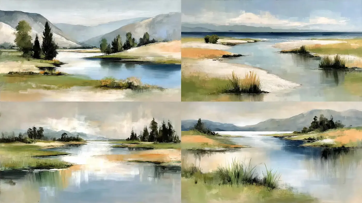 Harmonious Landscapes with Impressionistic Touches - Midjourney sref style