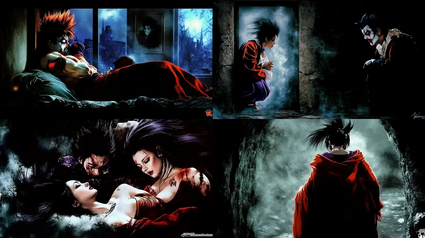 Ethereal Nocturne: A Visually Intense and Emotionally Charged Digital Painting Style - Midjourney sref style