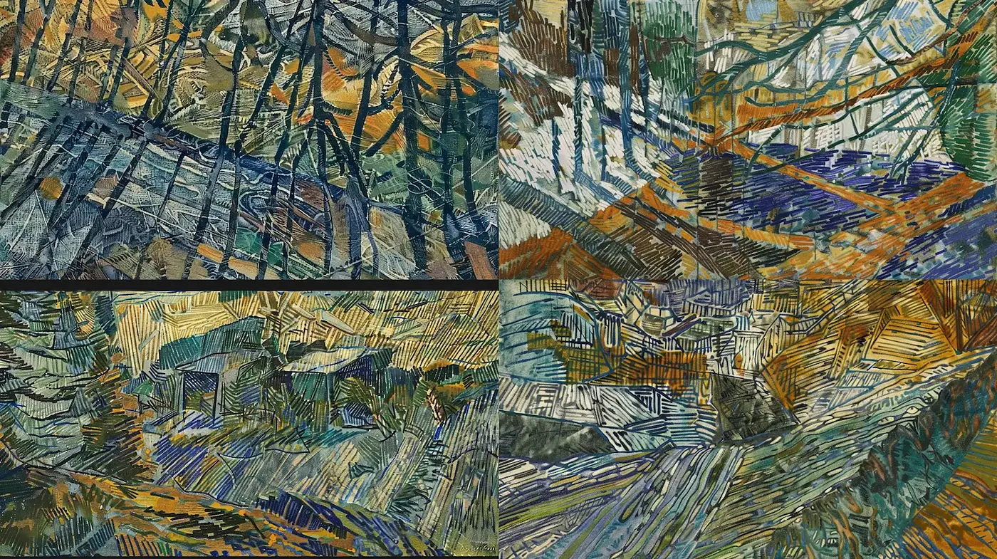 Nature in Expressionistic Brushwork with a Vintage Touch - Midjourney sref style